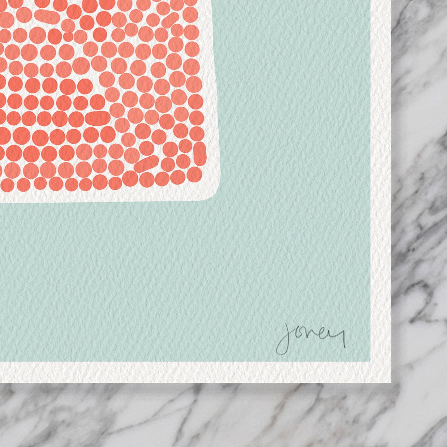 Coral Dotted Abstract Art Print – Signed - 220317