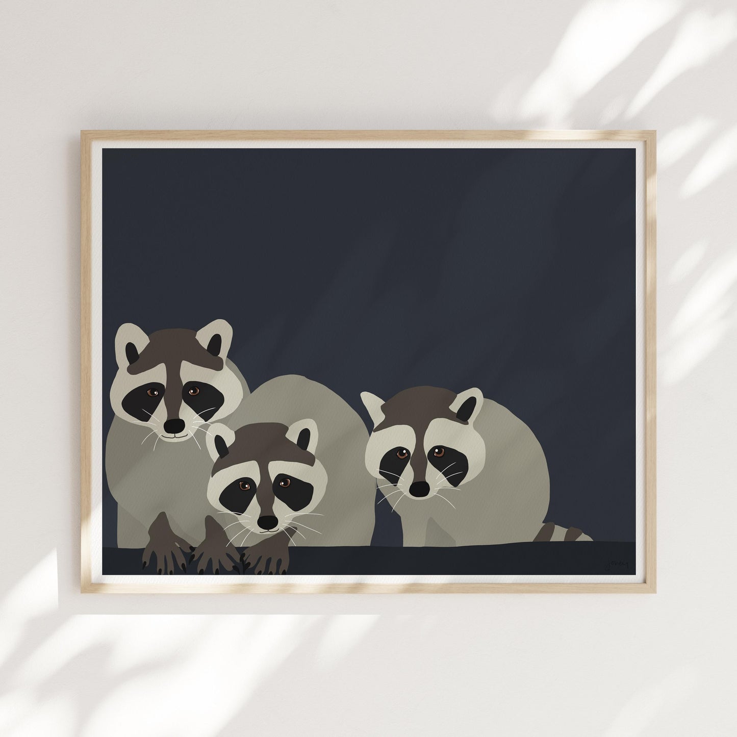 Raccoon Family Art Print - Unframed or Framed - 150723