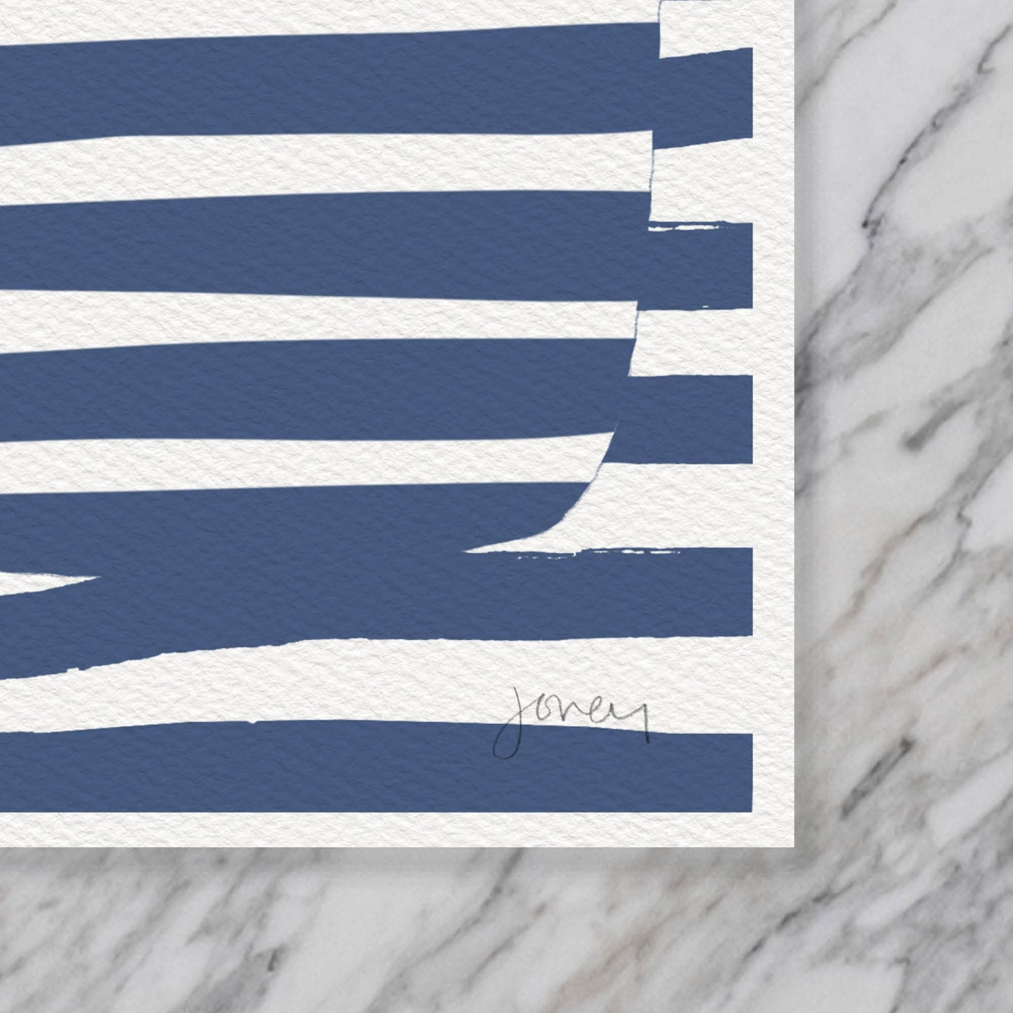 Striped Blue Abstract Art Print - Unframed or Framed - 170905