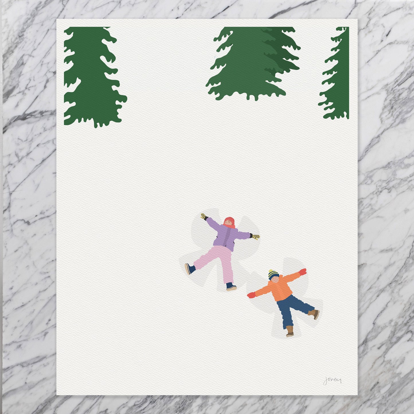 Making Snow Angels Art Print - Unframed or Framed - 221231