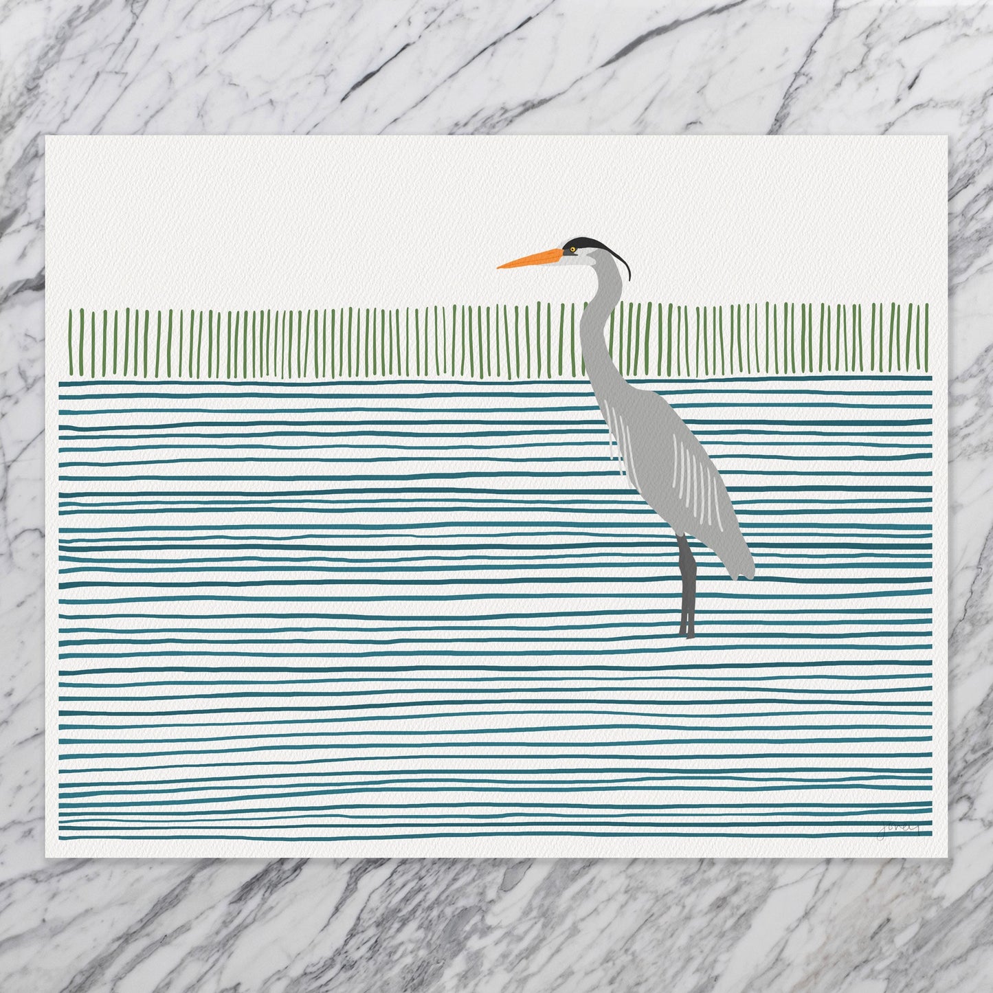Great Blue Heron Abstract Art Print - Unframed or Framed - 250401